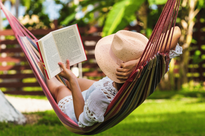 Nourishing the soul by reading an inspiring book in nature.