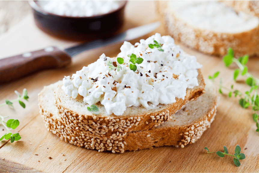 Cottage cheese on toast showing how to hit protein goals.