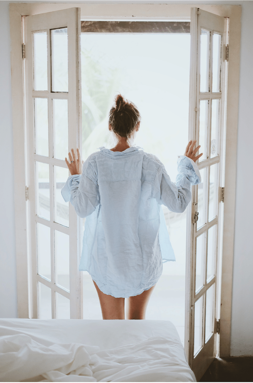 A women starting a slow morning.