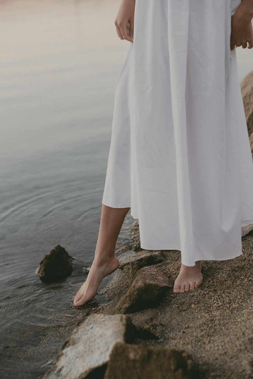 A woman living a serene and simple life.