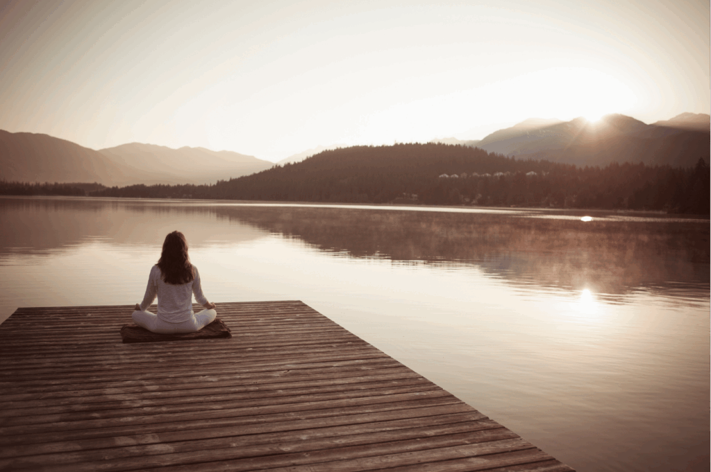 A woman living her affirmations for personal power through self-care.